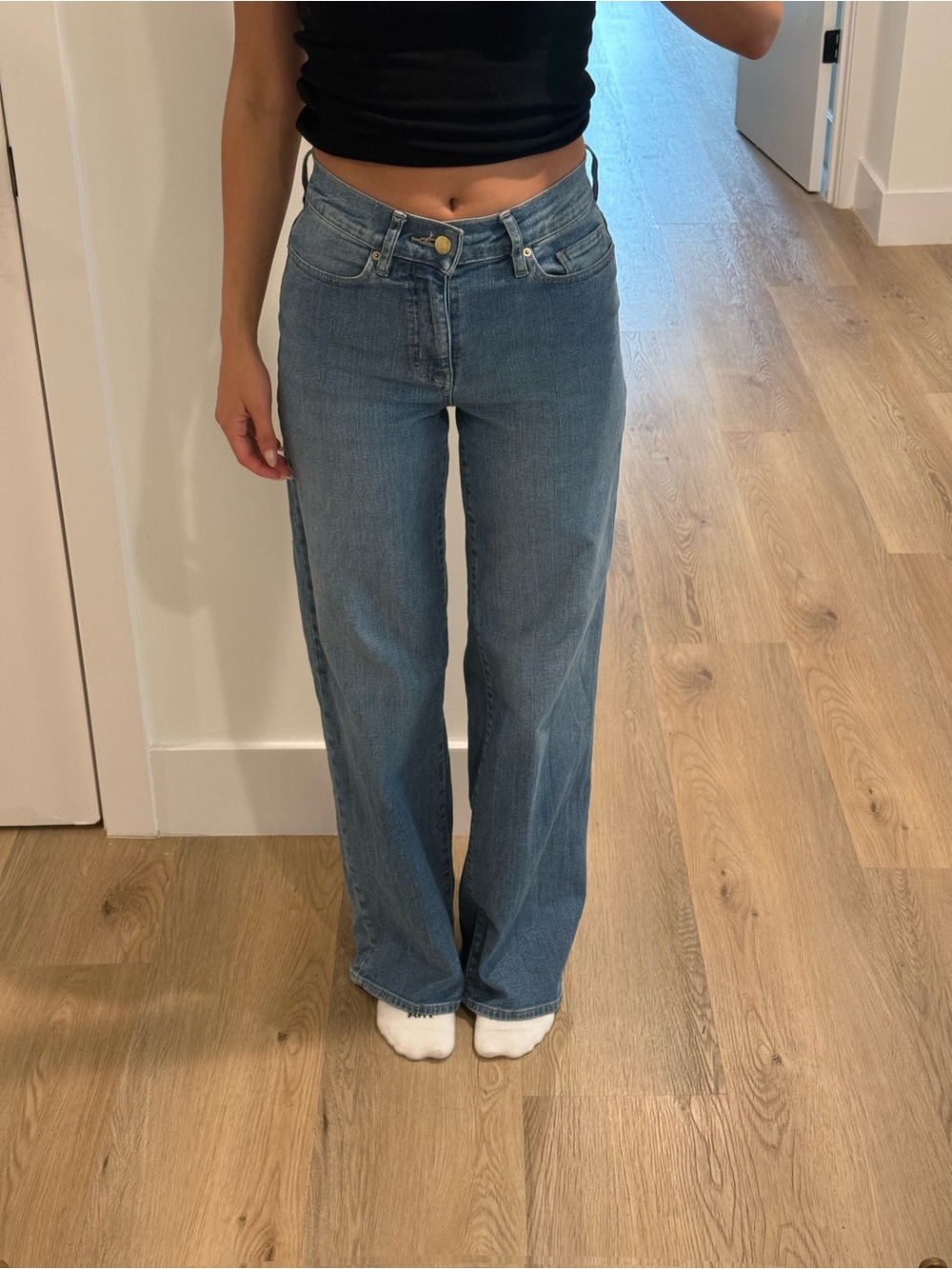 FRAME Le Slim Palazzo High Rise Wide Leg Jeans Blue Size 25